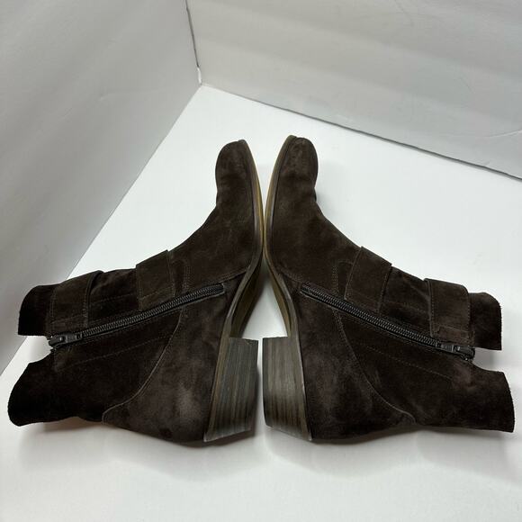 Paul Green Women size 8.5 Denver Suede Belted Biker Moto Boot Brown Ankle Bootie - Picture 7 of 12
